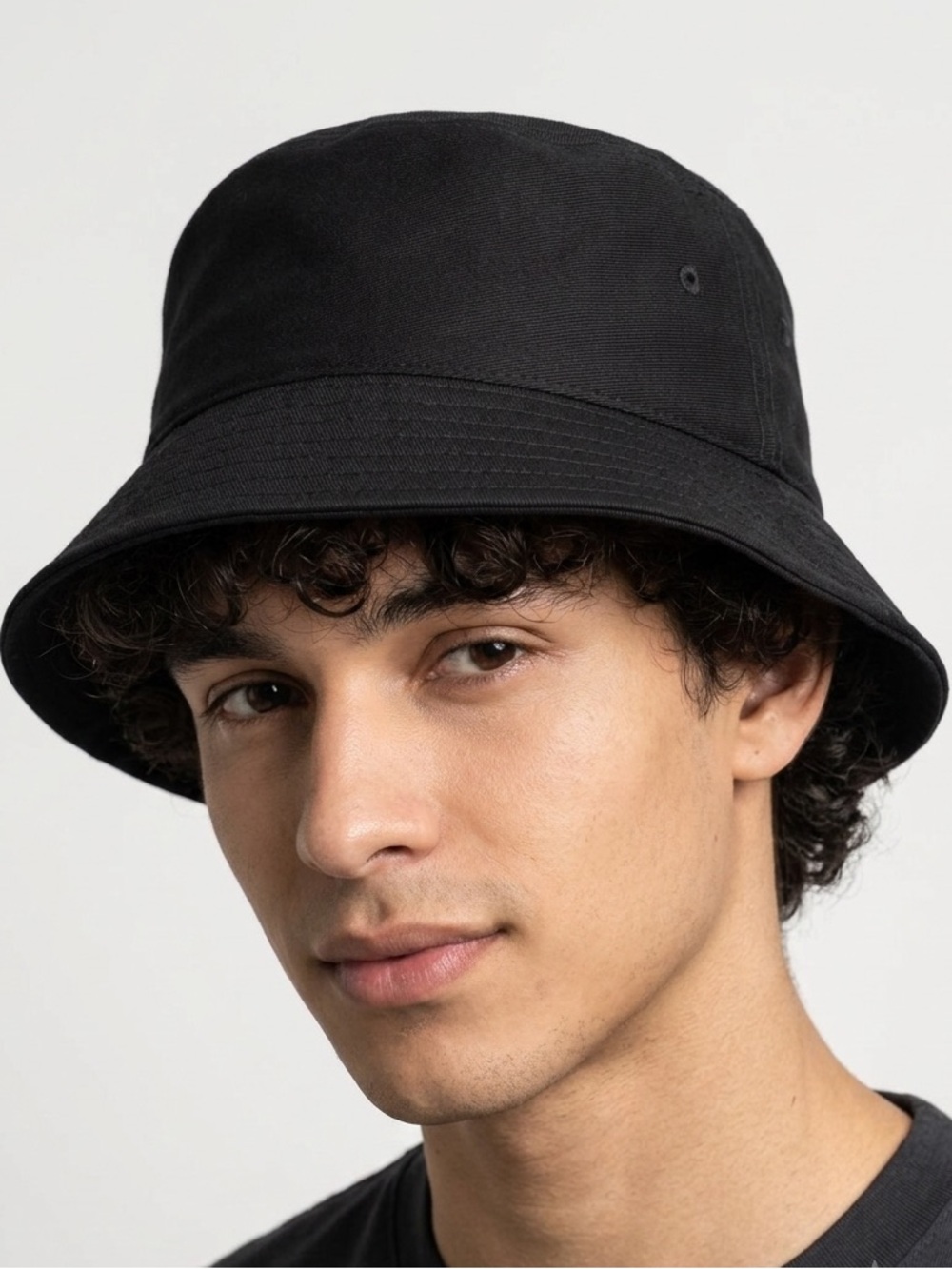 NWOT Black Cotton Bucket Hat Classic Sun Fisherman Cap Unisex - Picture 2 of 4